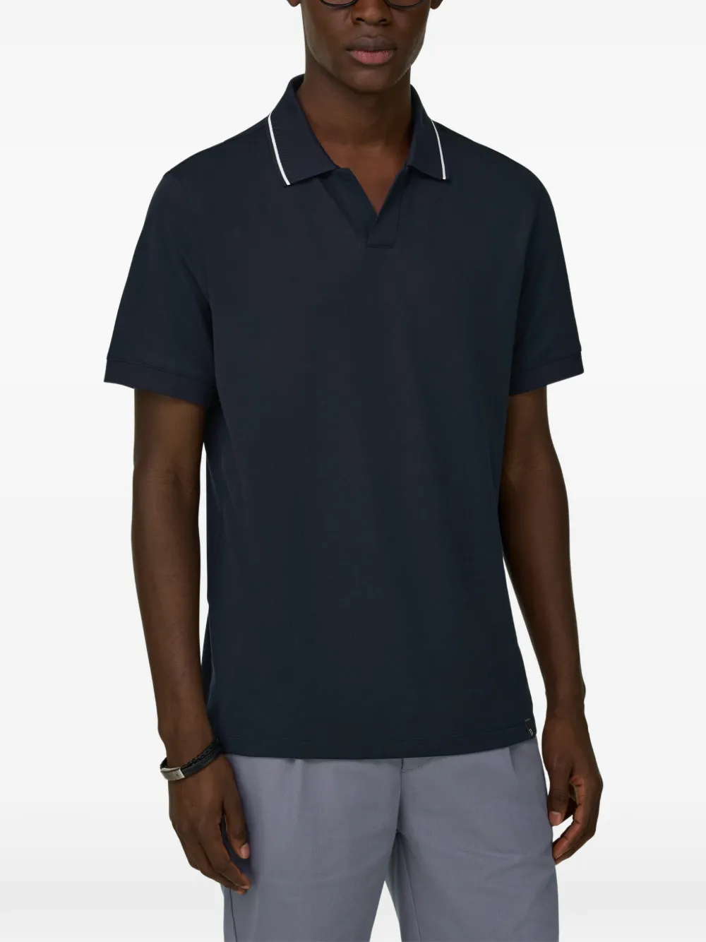 Boggi Milano T-shirt met open kraag Blauw