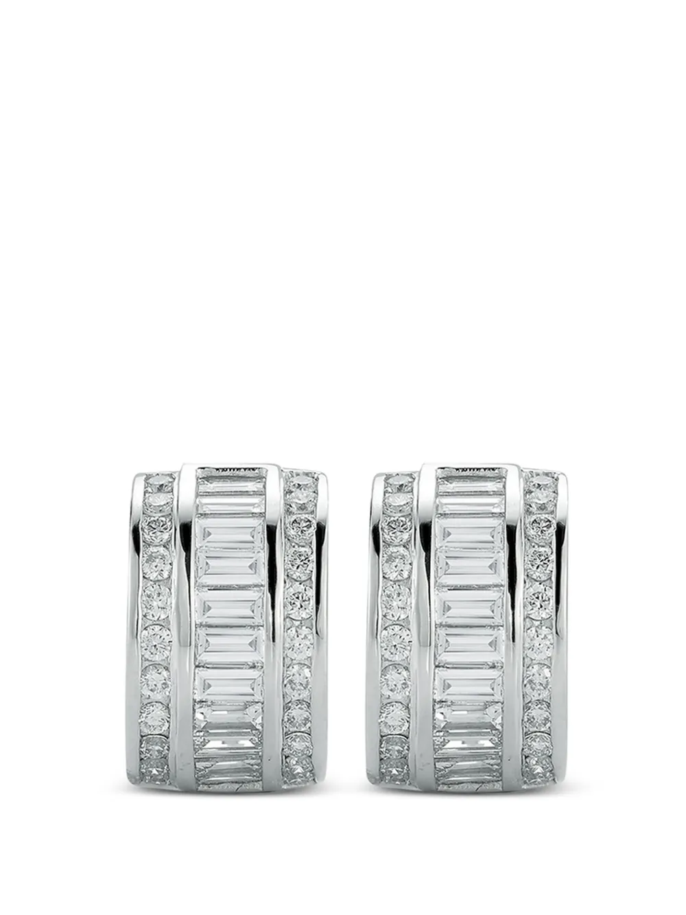 Mateo diamond baguette half hoop earrings - Argento