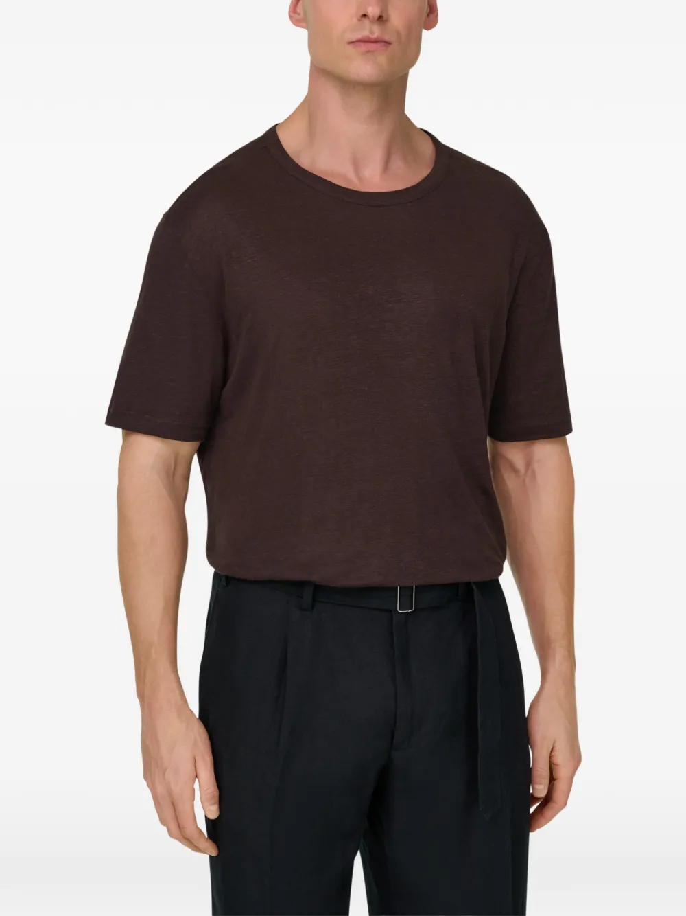 Boggi Milano T-shirt met ronde hals Bruin