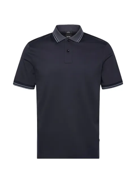 BOSS striped-collar polo shirt