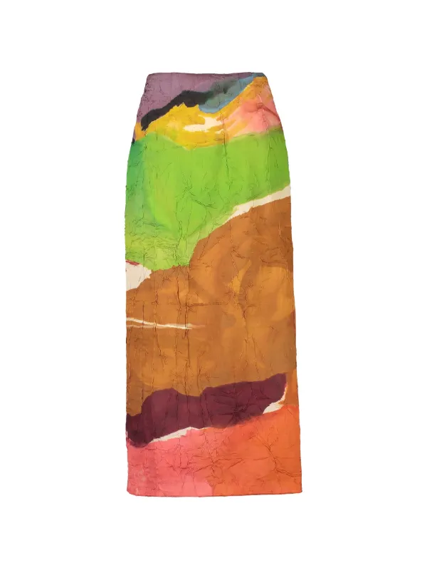 Ulla Johnson X Helen Frankenthaler Inez Geometric Midi Skirt in Brown