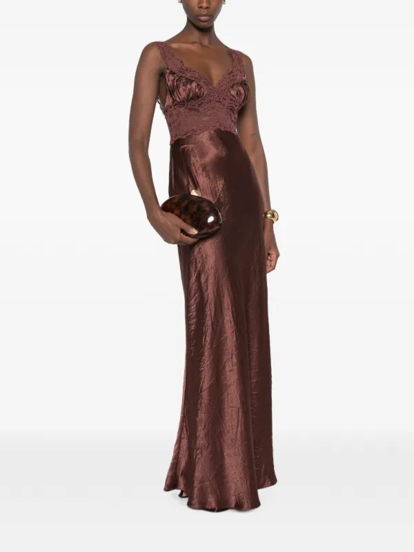 arcina ori brown dress lace-panelled Maxi | Width:STANDARD