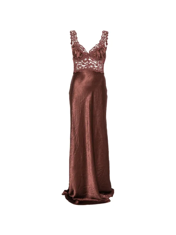 arcina ori brown dress lace-panelled Maxi | Lace detailing attr:high slit Hell Bunny 60's Black Size:8/9 Years