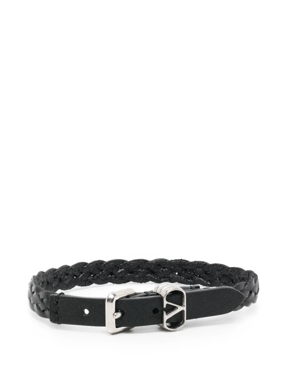 Valentino Garavani Ovalette braided-leather bracelet - Nero