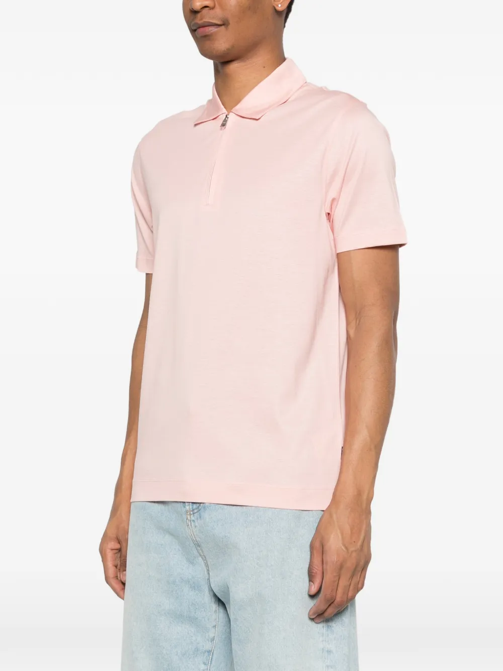 BOSS Poloshirt met rits Roze
