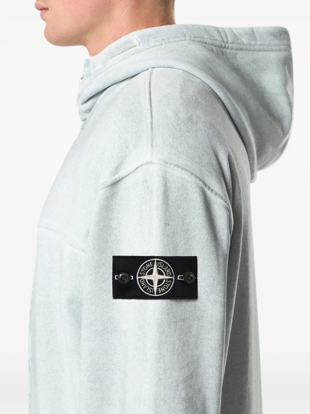 Stone Island Hoodie met rits en Compass-logopatch Blauw