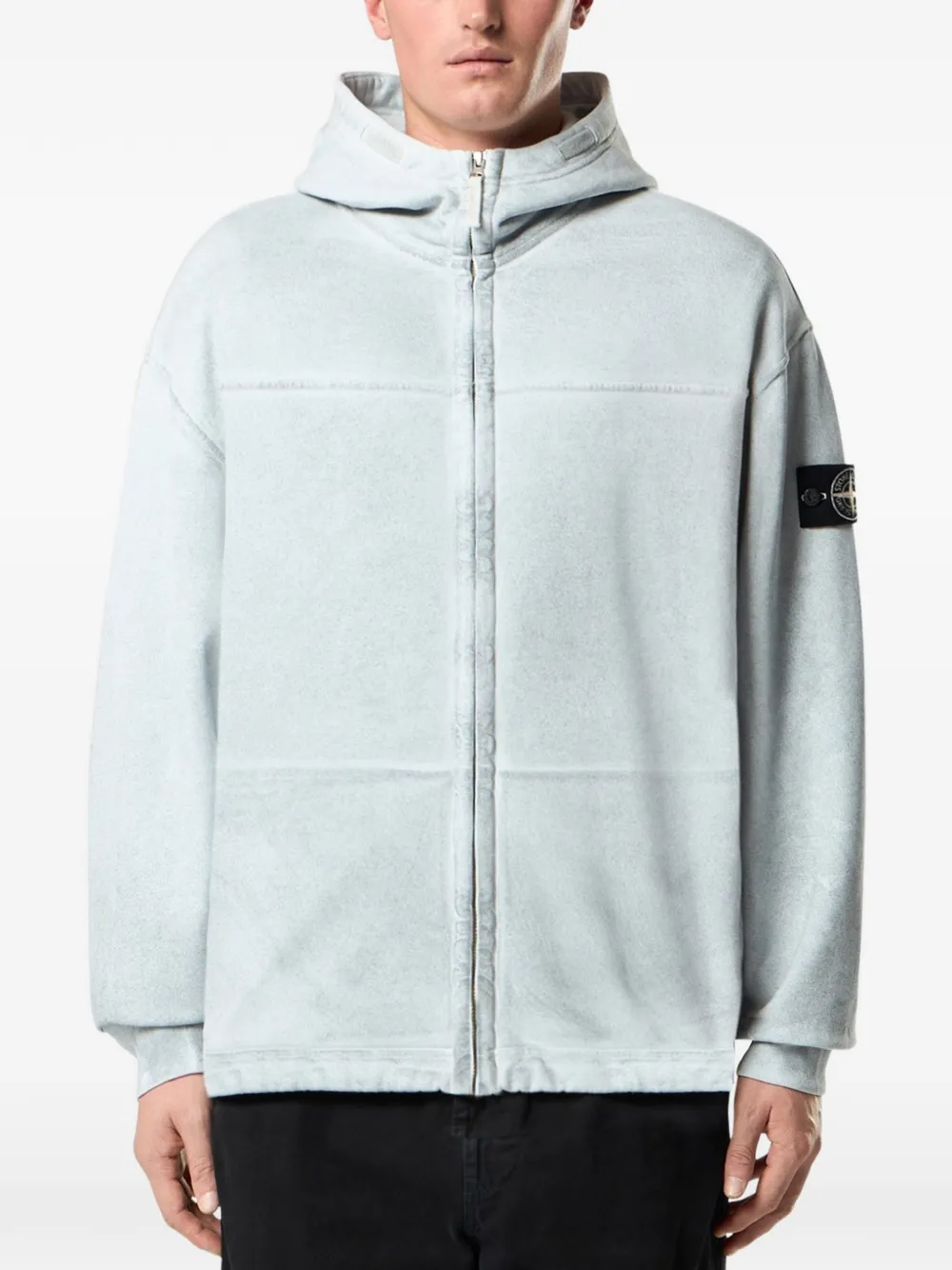 Stone Island Hoodie met rits en Compass-logopatch Blauw