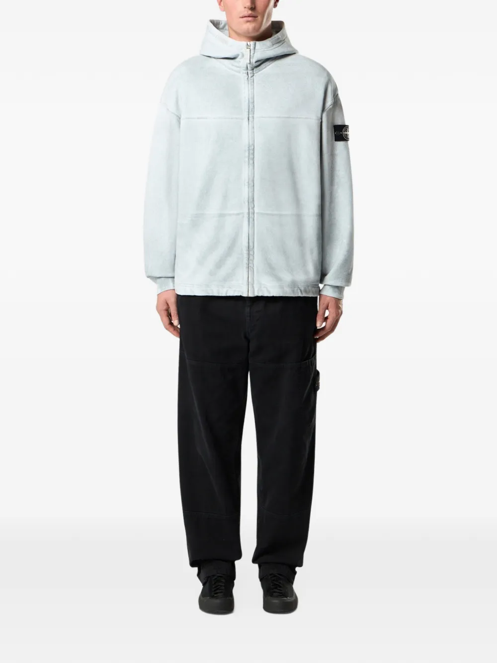Stone Island Hoodie met rits en Compass-logopatch Blauw