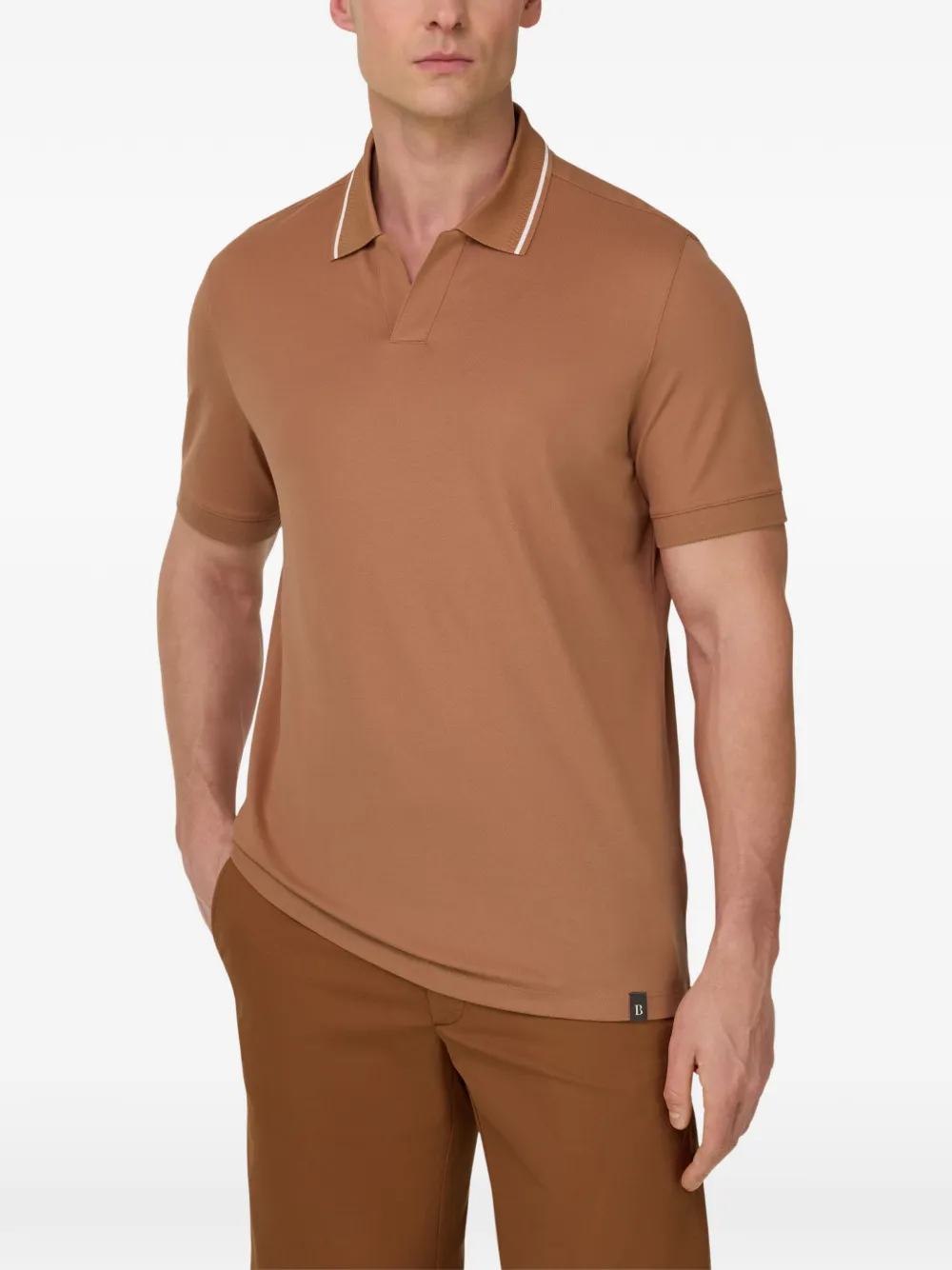 Boggi Milano T-shirt met open kraag Oranje