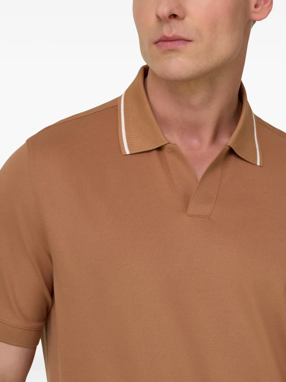 Boggi Milano T-shirt met open kraag Oranje