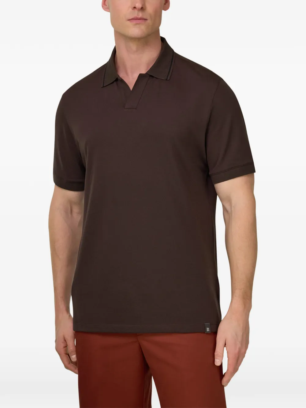 Boggi Milano High-performance piqué poloshirt met S-Cafè garen Bruin