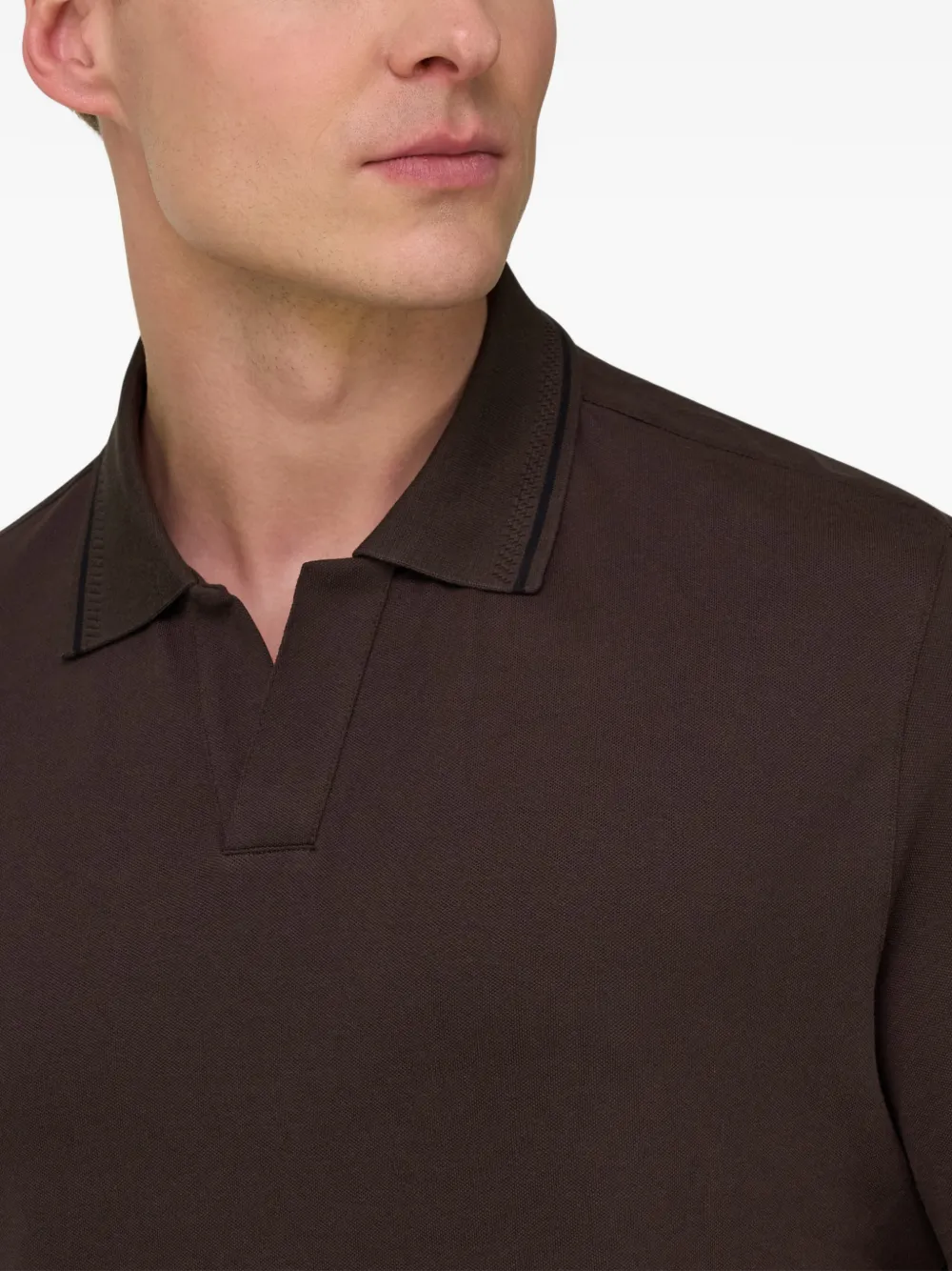 Boggi Milano High-performance piqué poloshirt met S-Cafè garen Bruin