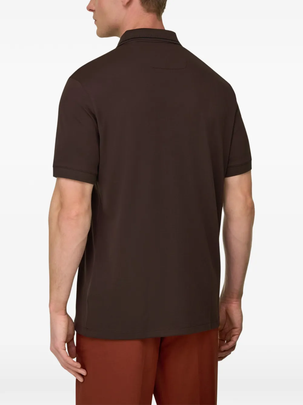 Boggi Milano High-performance piqué poloshirt met S-Cafè garen Bruin