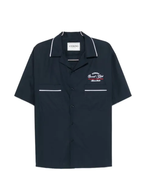 Iceberg logo-embroidered piping-detail shirt