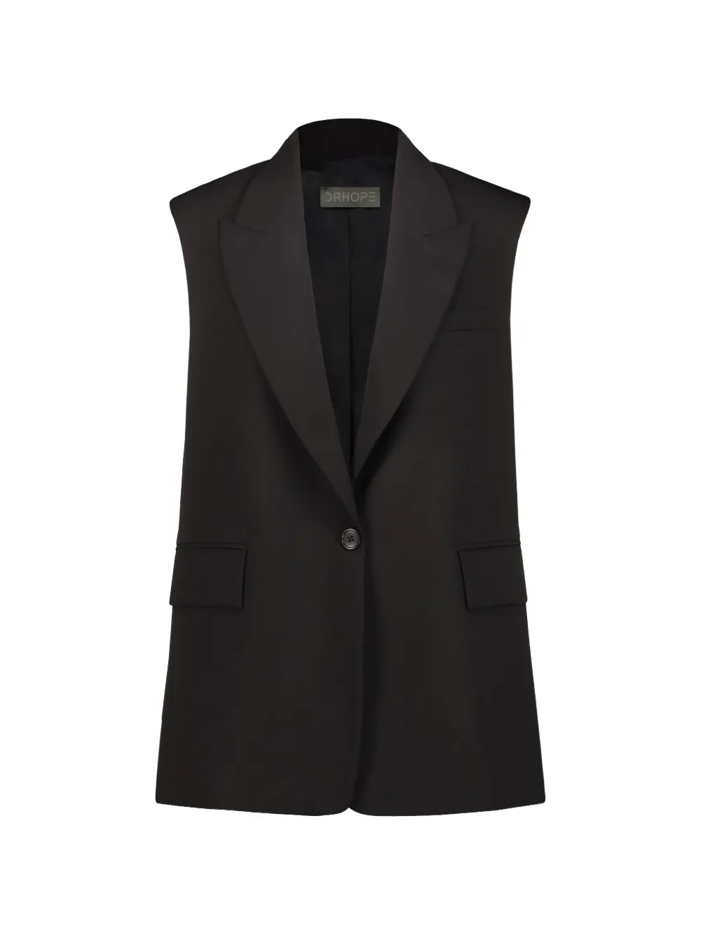 DRHOPE shawl-collar sleeveless blazer vest - Black