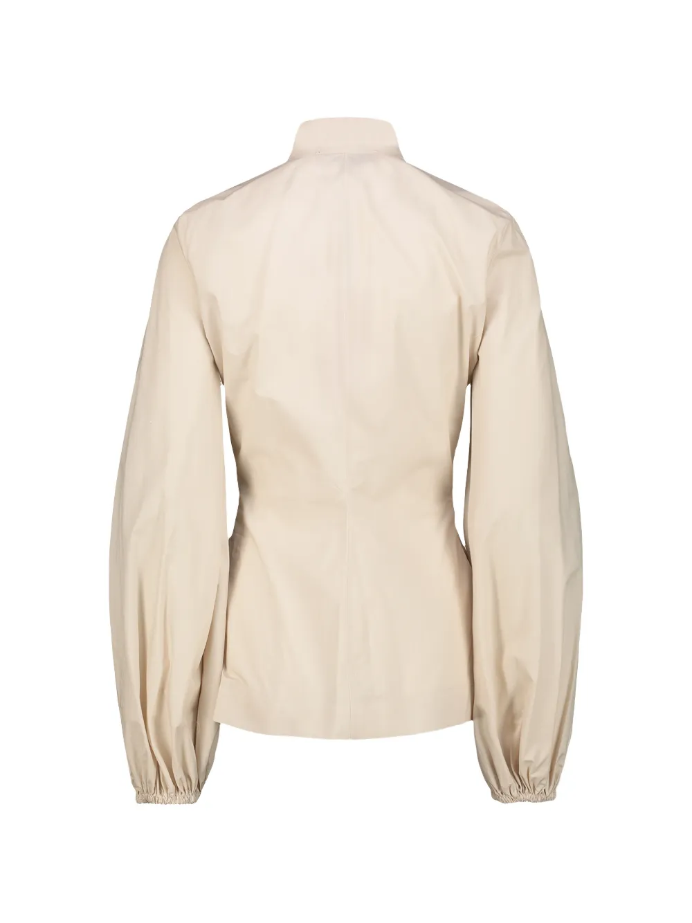 Thelatest Funnel-neck Balloon-sleeve Top - Neutrals 