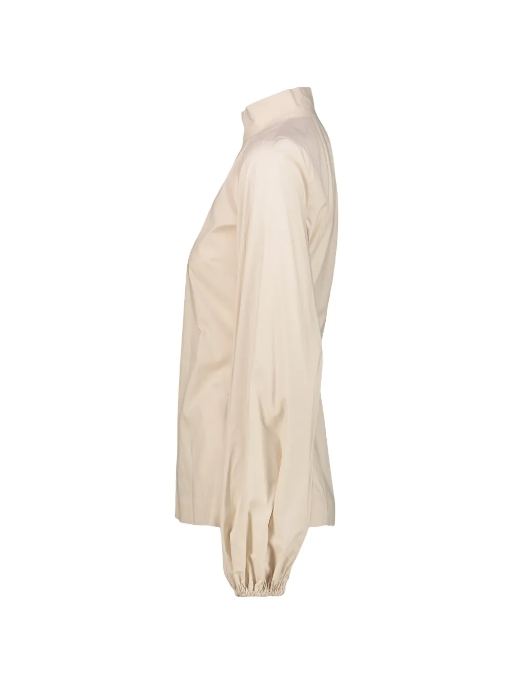  Thelatest Funnel-neck Balloon-sleeve Top - Neutrals 