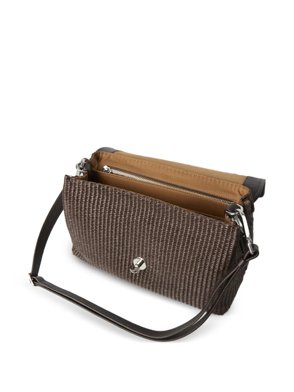 Zanellato Raffia shopper met draaislot Bruin