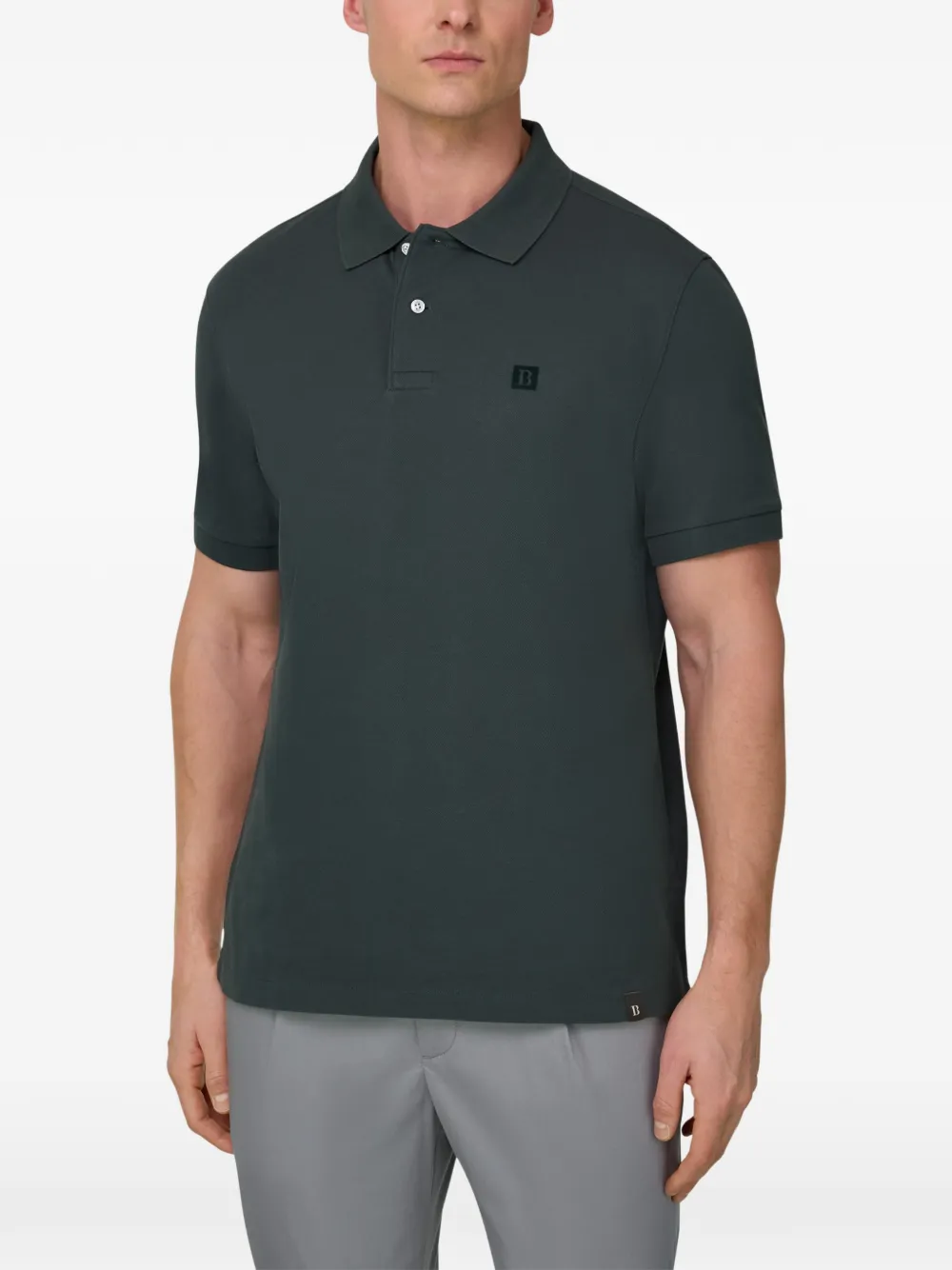 Boggi Milano Regular-fit katoenen piqué poloshirt Groen