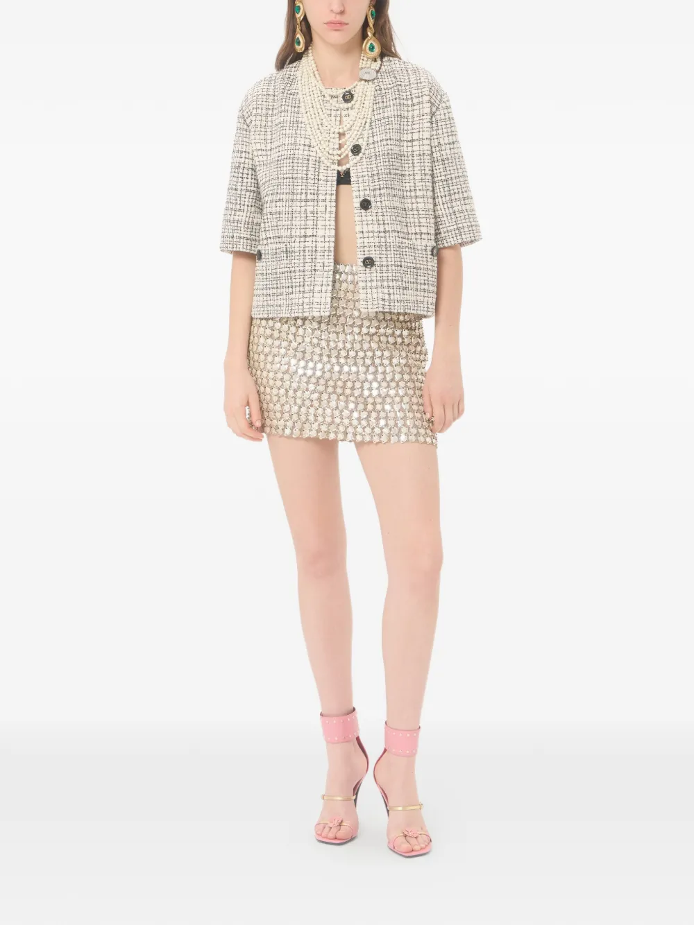 Valentino Garavani Mini-rok met geborduurde organza Beige