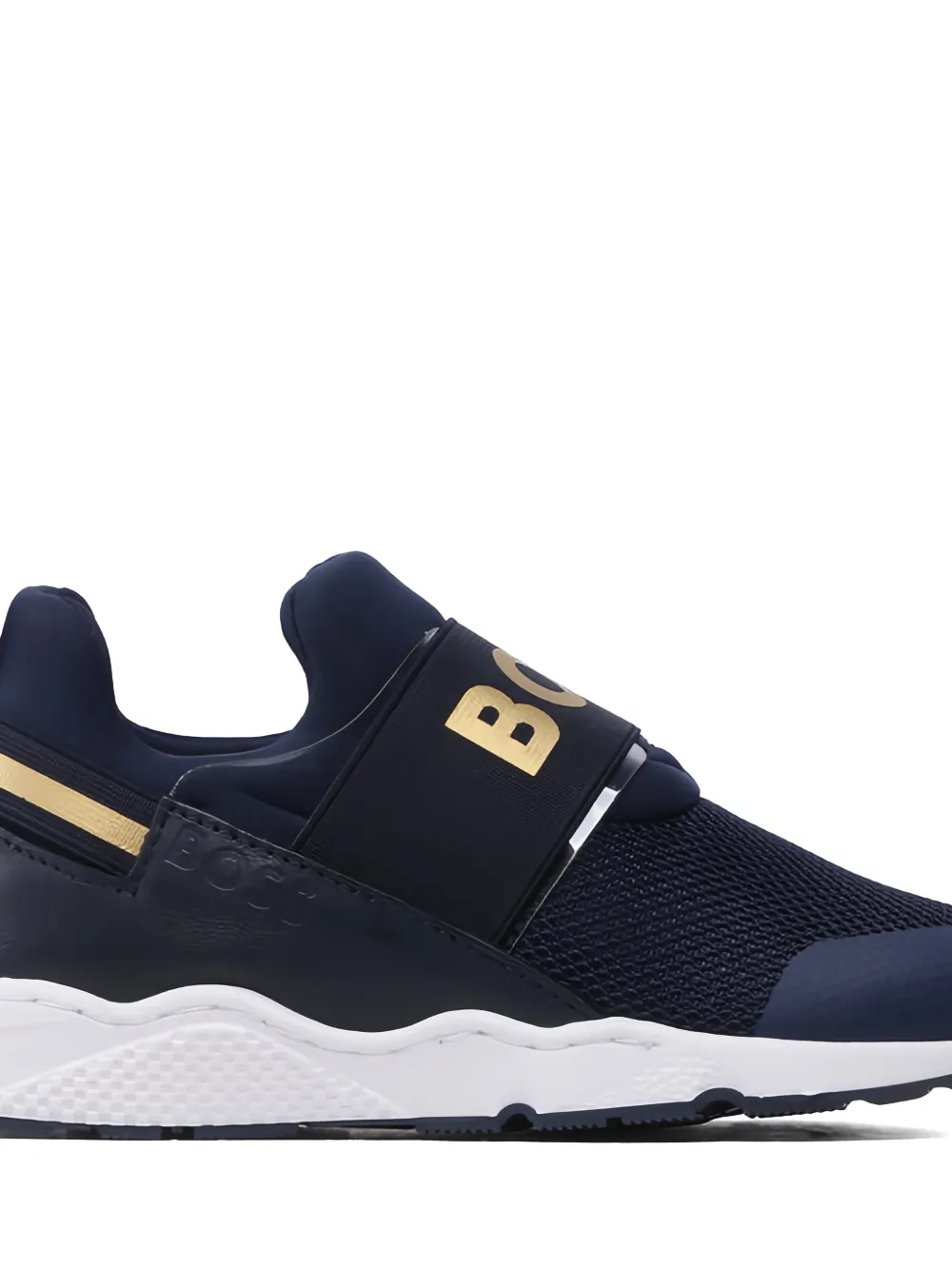 BOSS Kidswear elasticated band sneakers Blauw