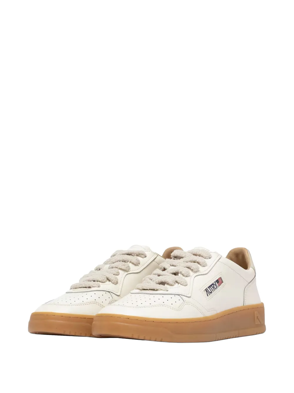 Autry Medalist leren sneakers met geperforeerde details Beige
