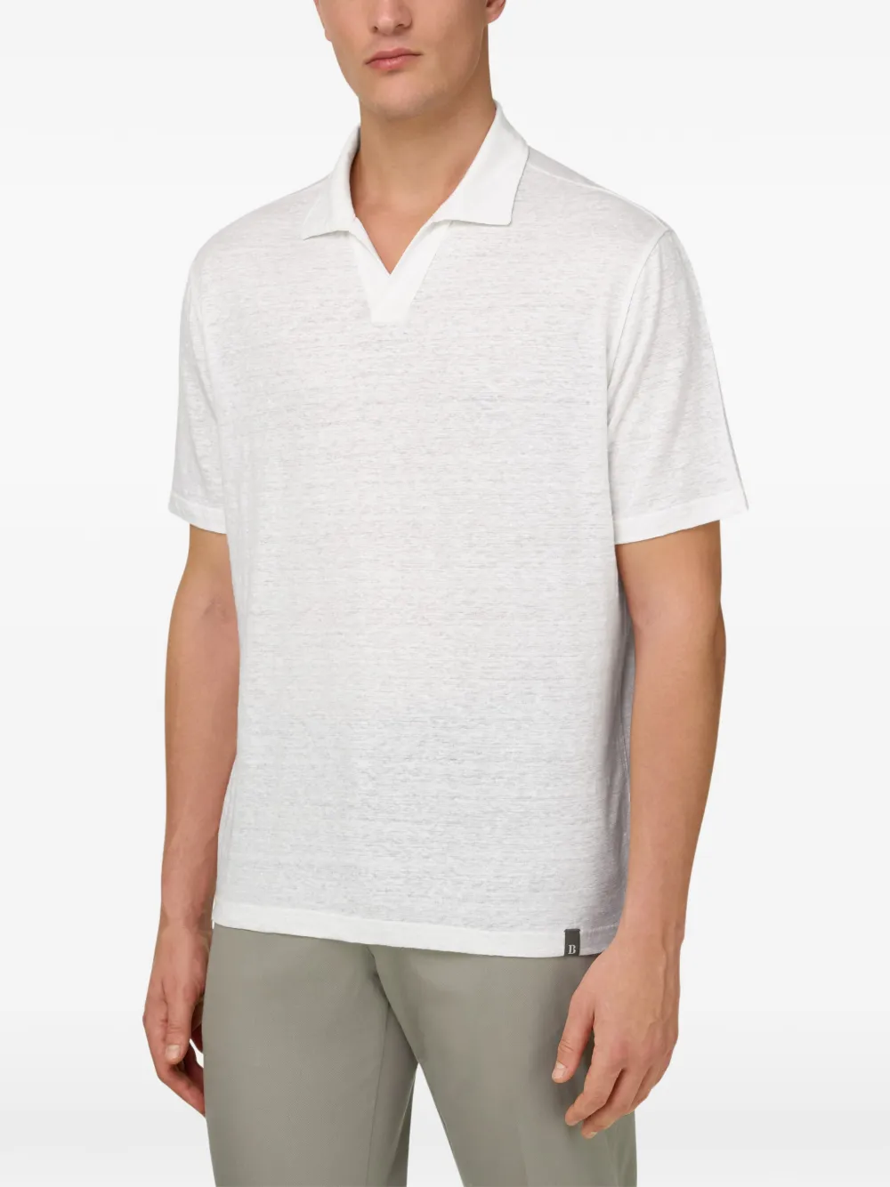 Boggi Milano T-shirt met open kraag Beige