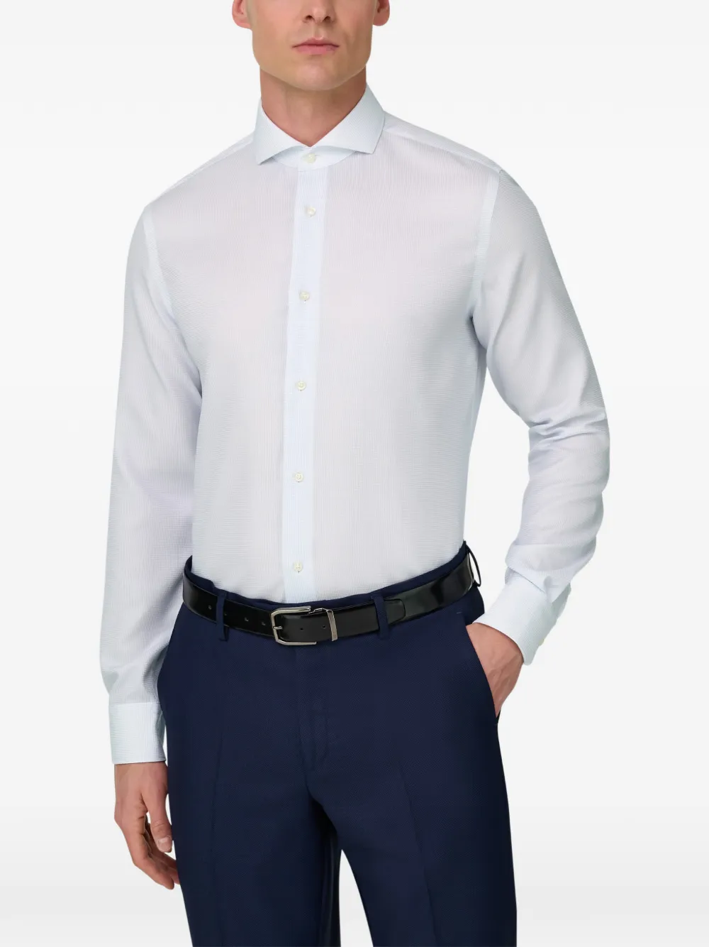 Boggi Milano Geruit overhemd Blauw