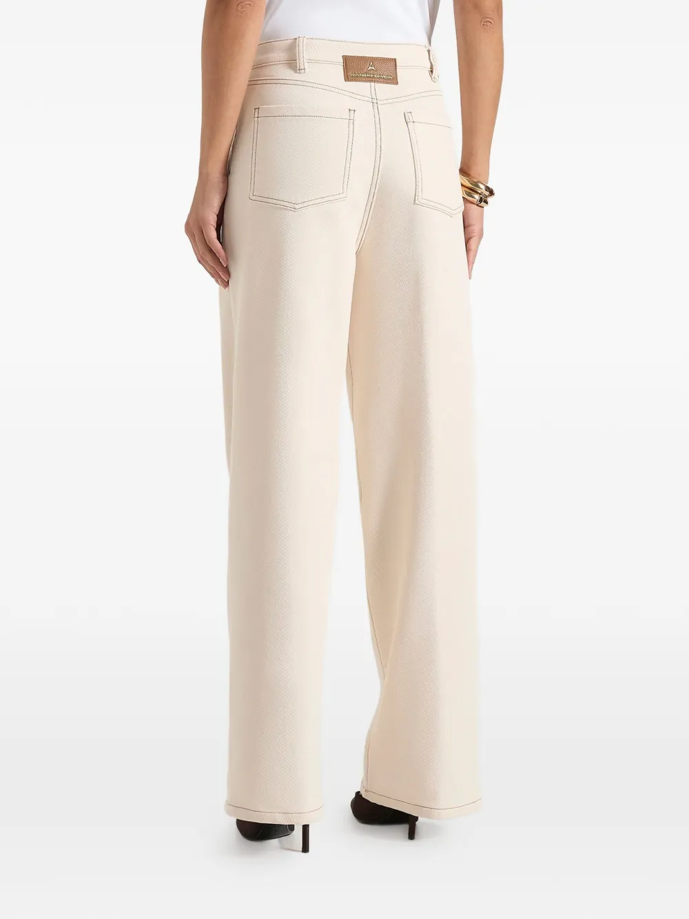 Manière De Voir Astrid gewikkelde jeans met wijde pijpen Beige
