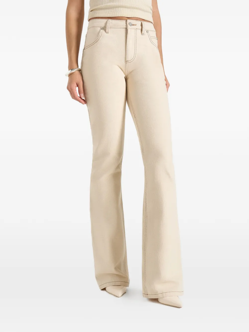 Manière De Voir Abbie gestapelde flared jeans Beige