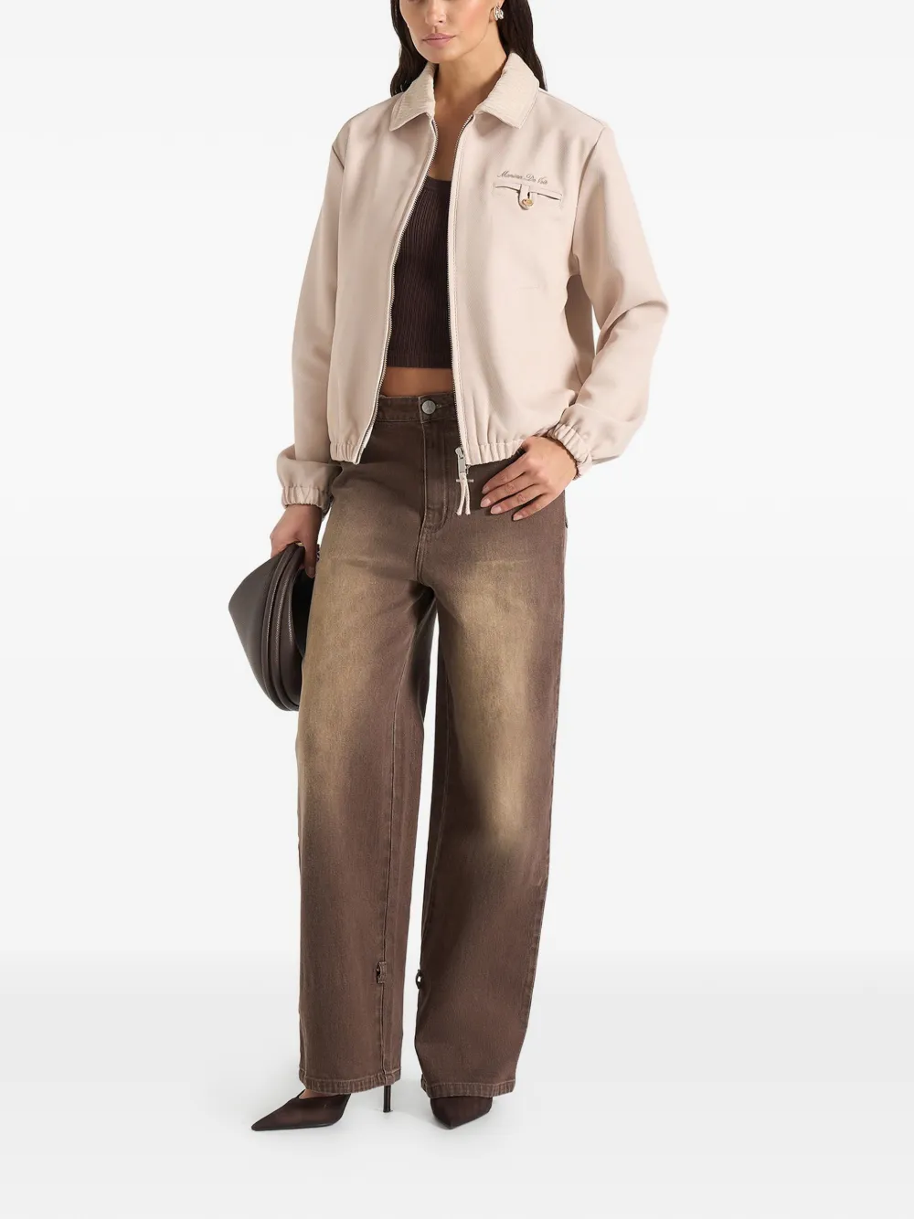 Ribbed Collar Twill Jacket
