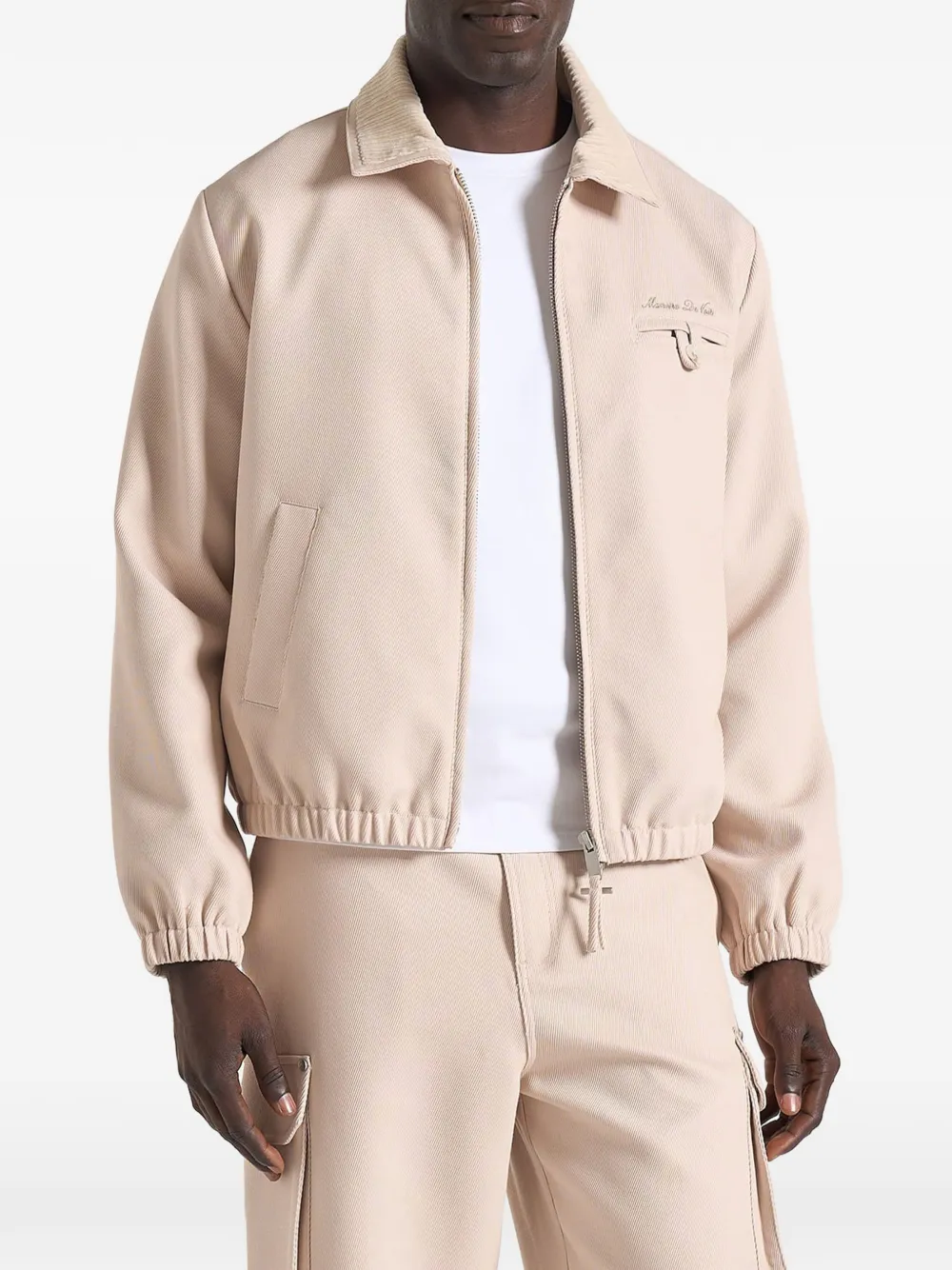 Ribbed Collar Twill Jacket