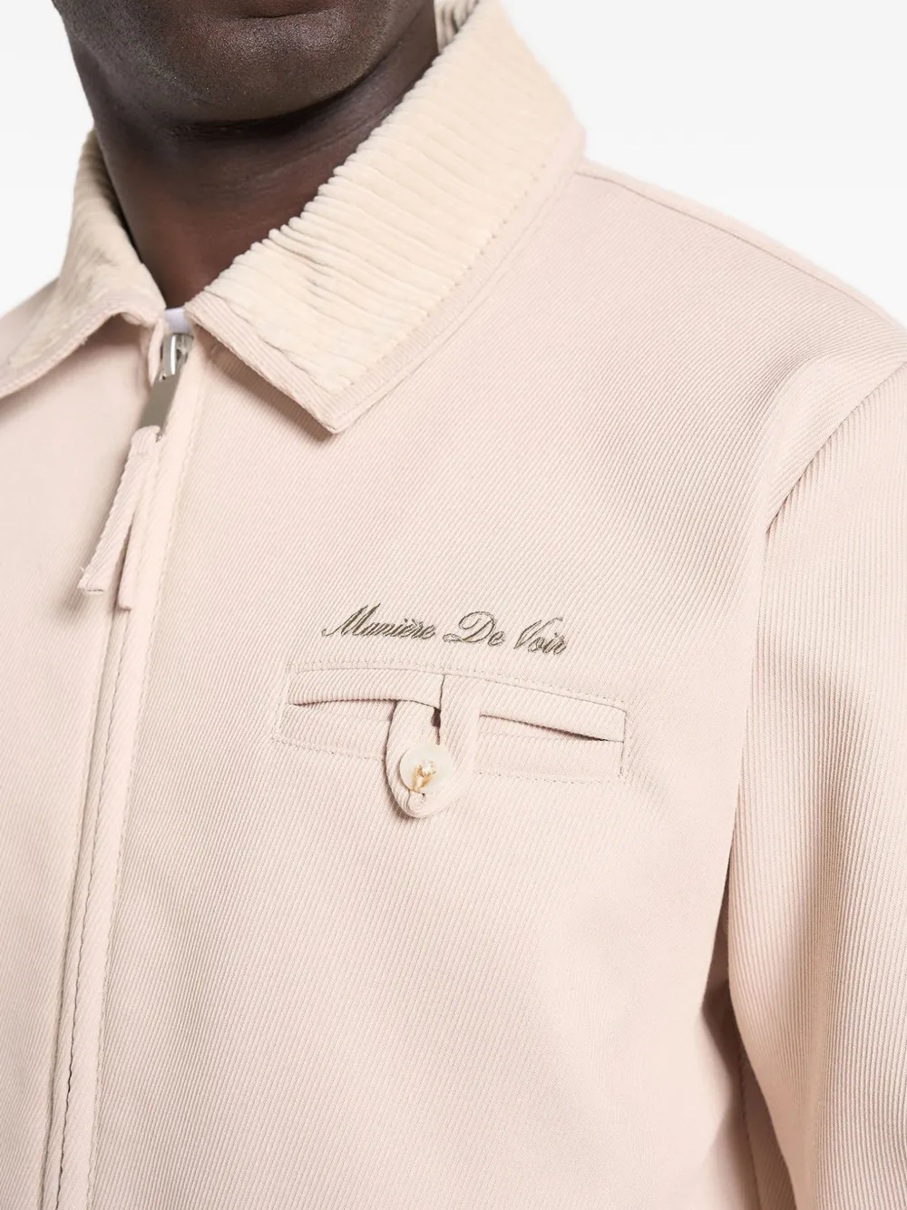 Ribbed Collar Twill Jacket