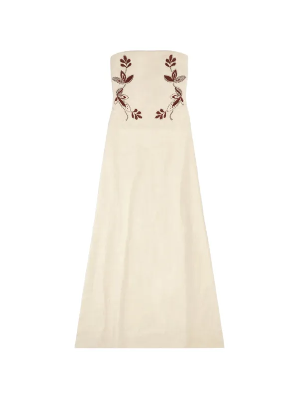 Fortela Anouk Floral-embroidered Dress in Neutrals