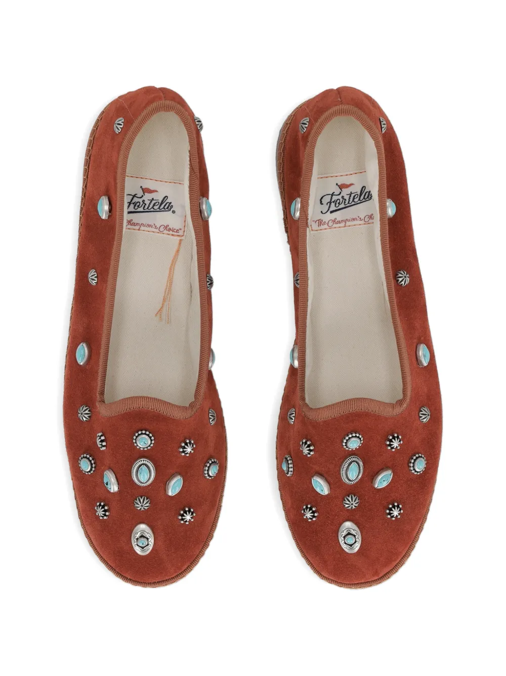  Fortela Stud Suede Ballet Flats - Brown 