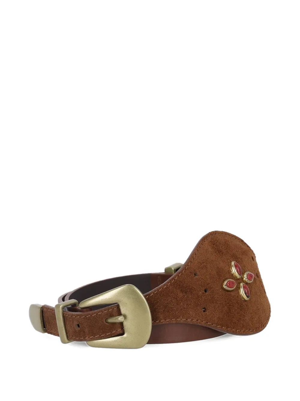 Fortela Temple Studded Leather Belt in Brown, view 2