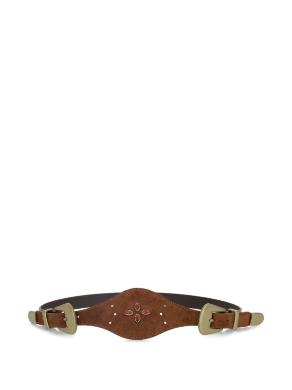 Fortela Temple Studded Leather Belt in Brown