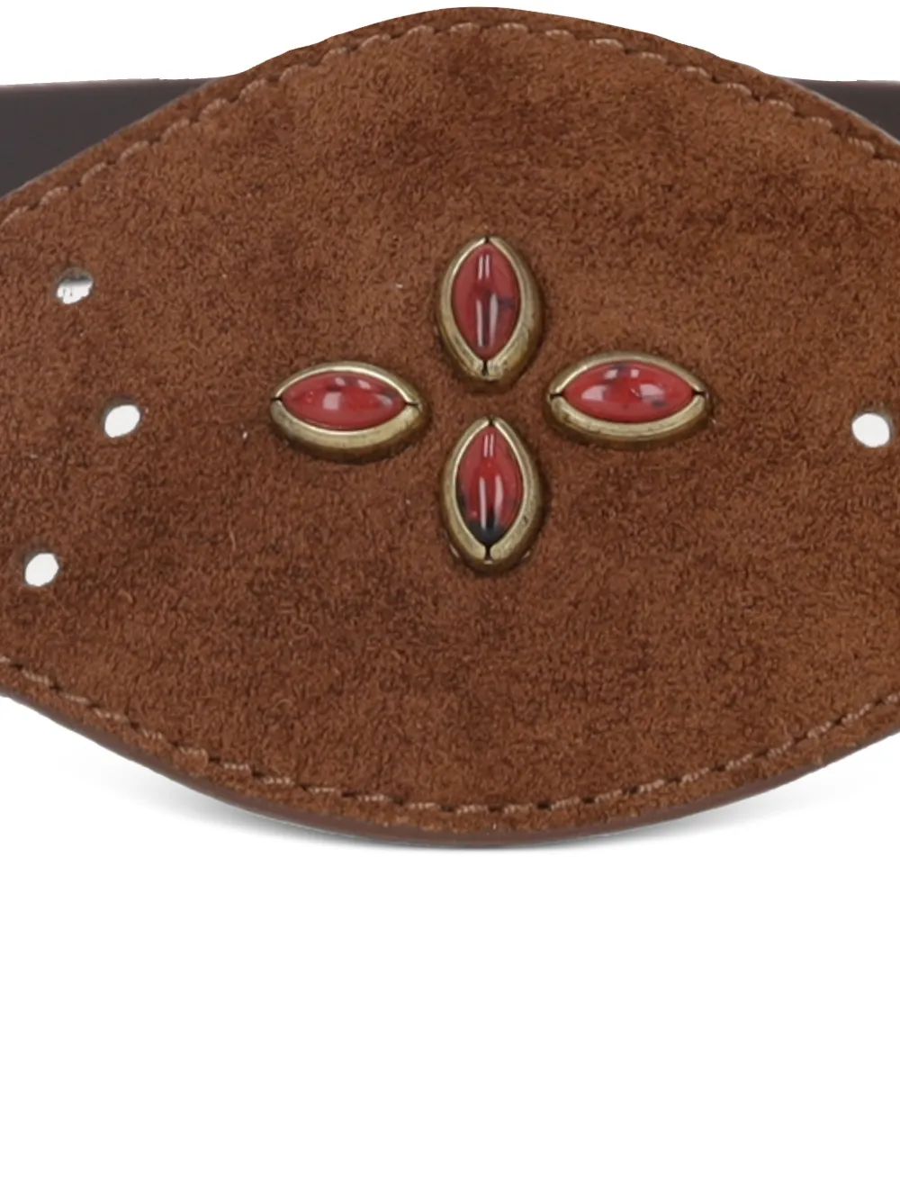 Fortela Temple Studded Leather Belt in Brown, view 3