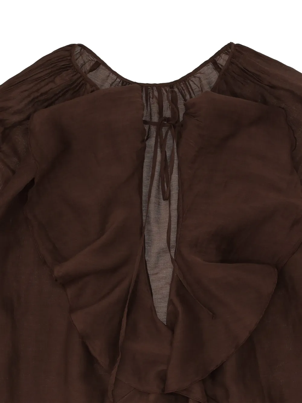 Fortela Ruffled Midi Dress in Brown, view 4