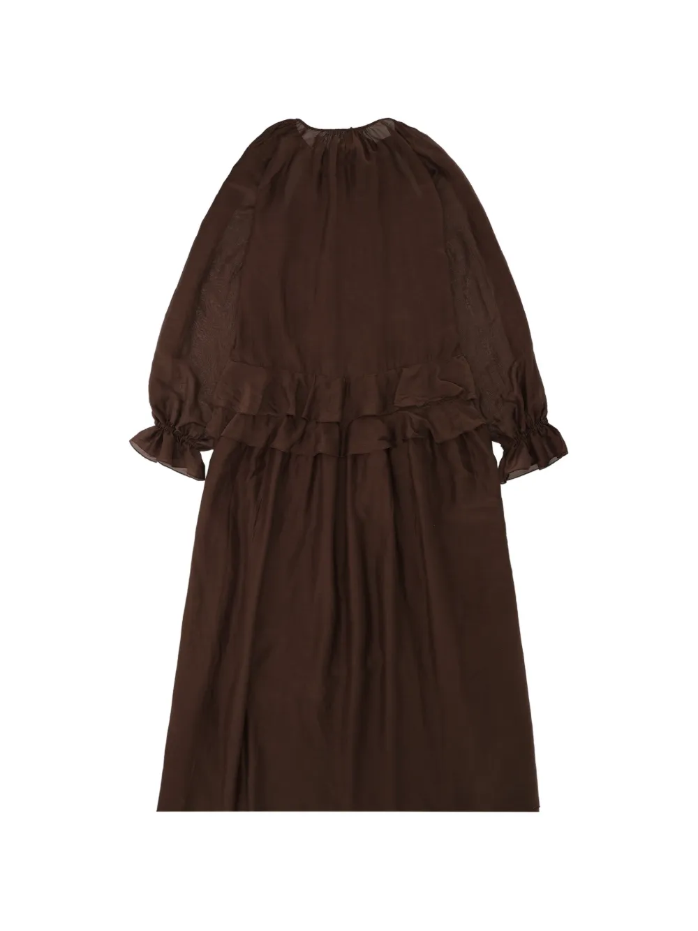 Fortela Ruffled Midi Dress in Brown, view 2