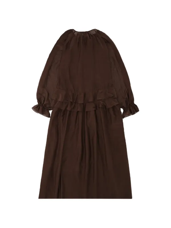 brown ruffle midi dress SAME Ruffle Hem Midi Dress | Chocolate Brown/Brown Lurex