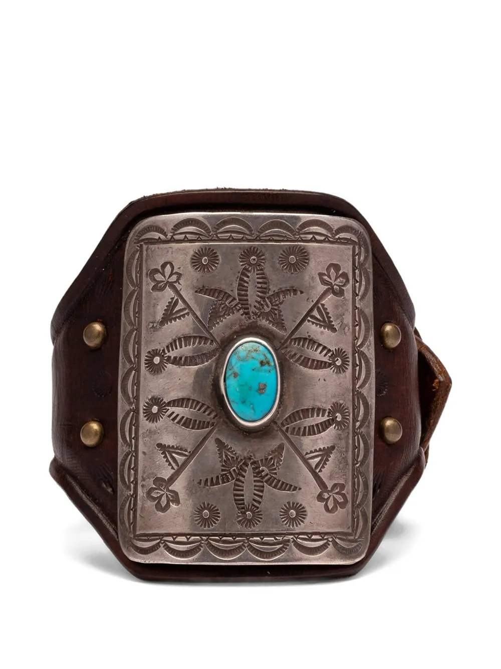 Fortela leather turquoise bracelet - Brown
