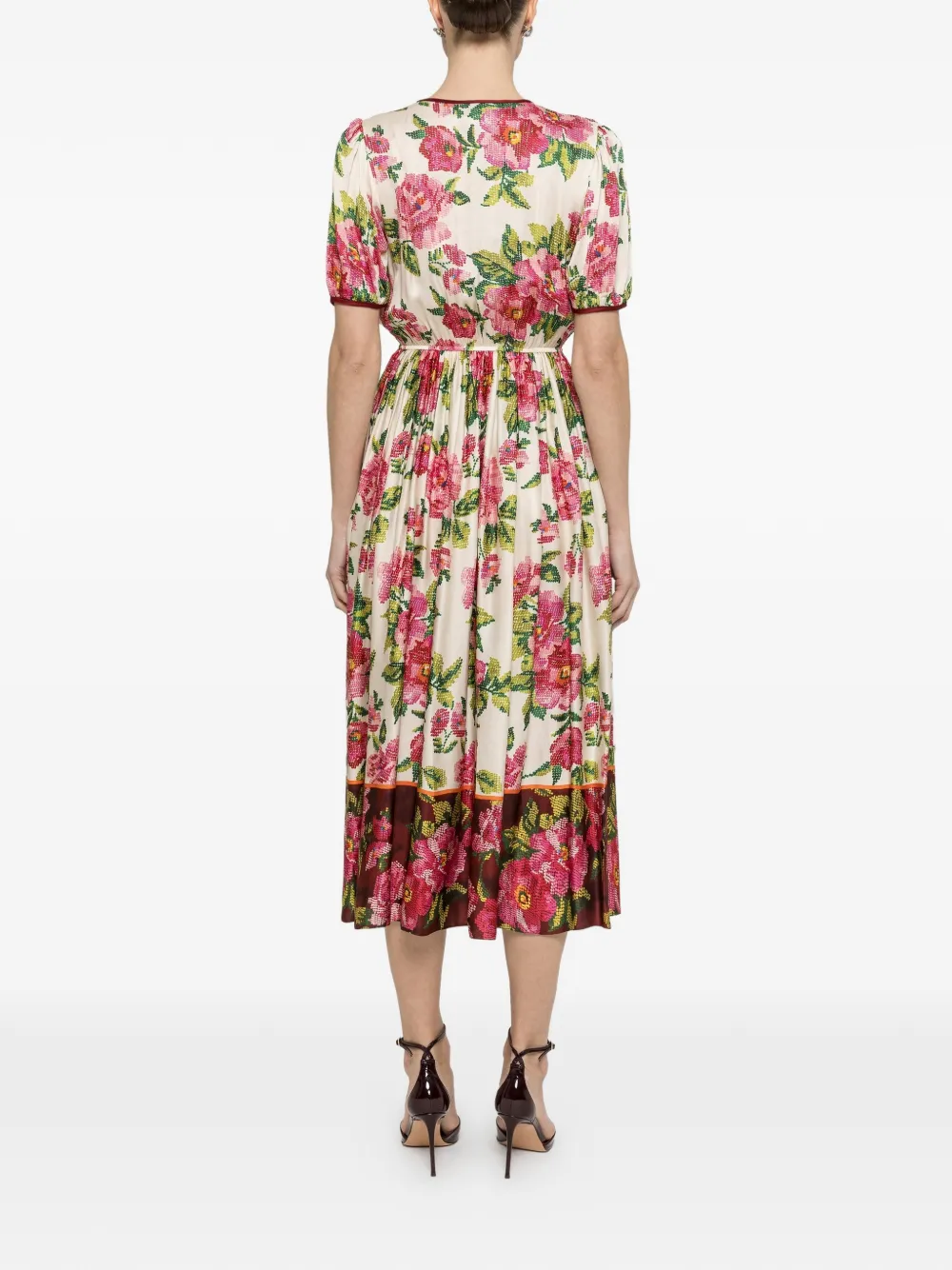 NISSA Midi-jurk met bloemenprint Beige