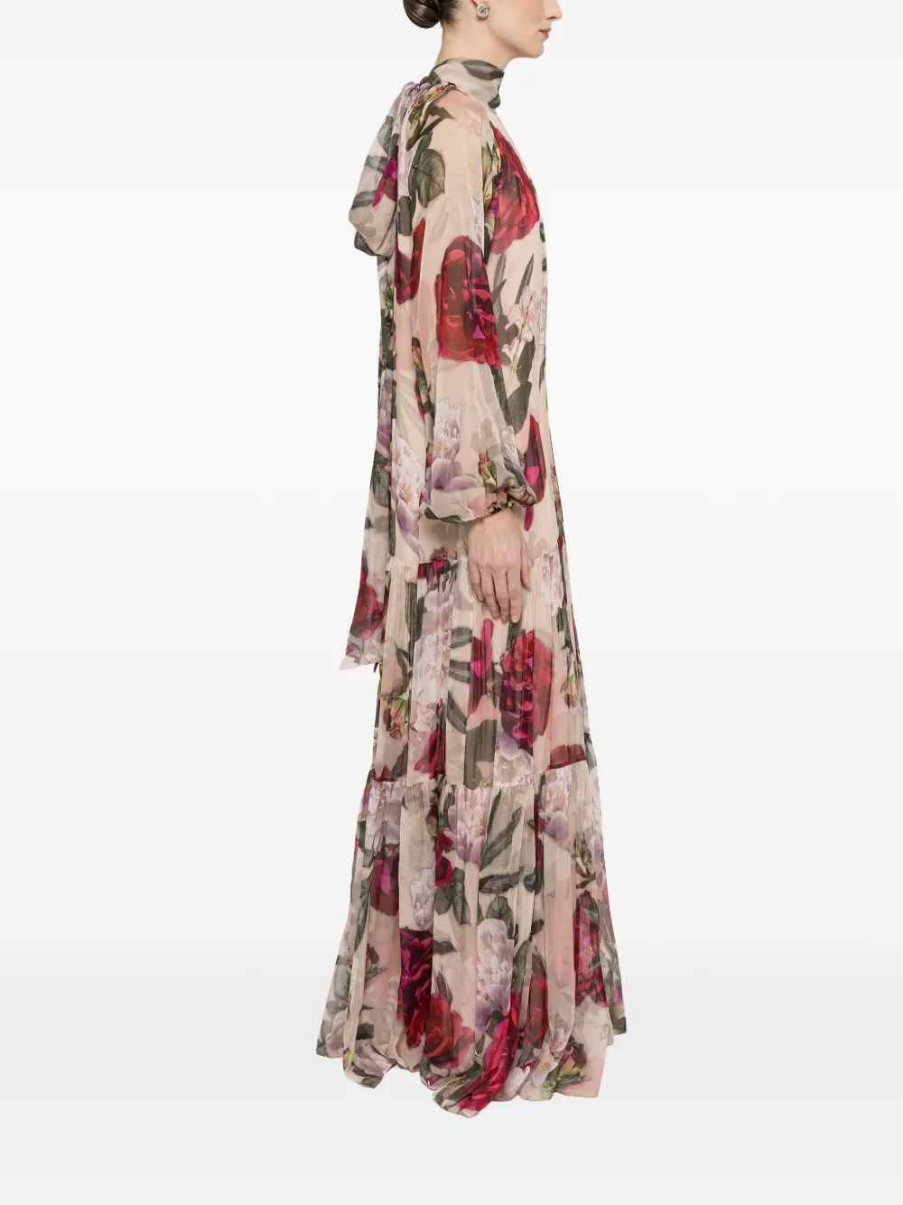 NISSA Zijden maxi-jurk met sjaal-detail Beige