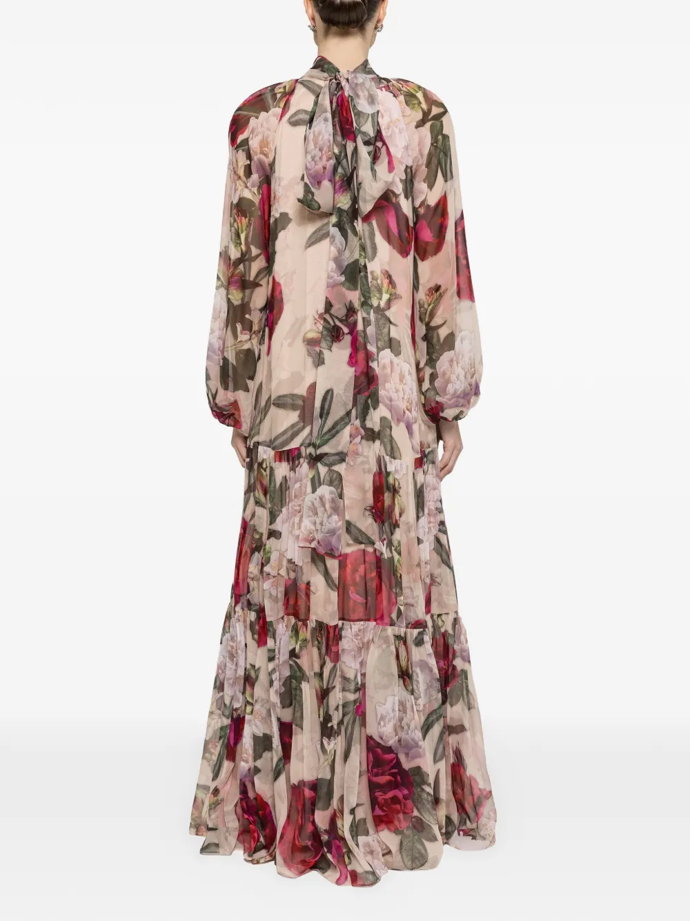 NISSA Zijden maxi-jurk met sjaal-detail Beige