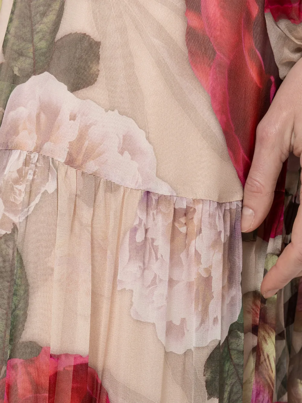 NISSA Zijden maxi-jurk met sjaal-detail Beige