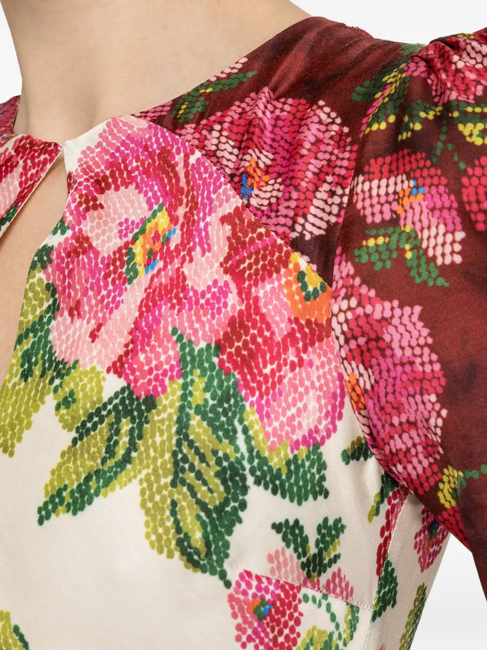 NISSA Viscose midi-jurk met bloemenprint Beige