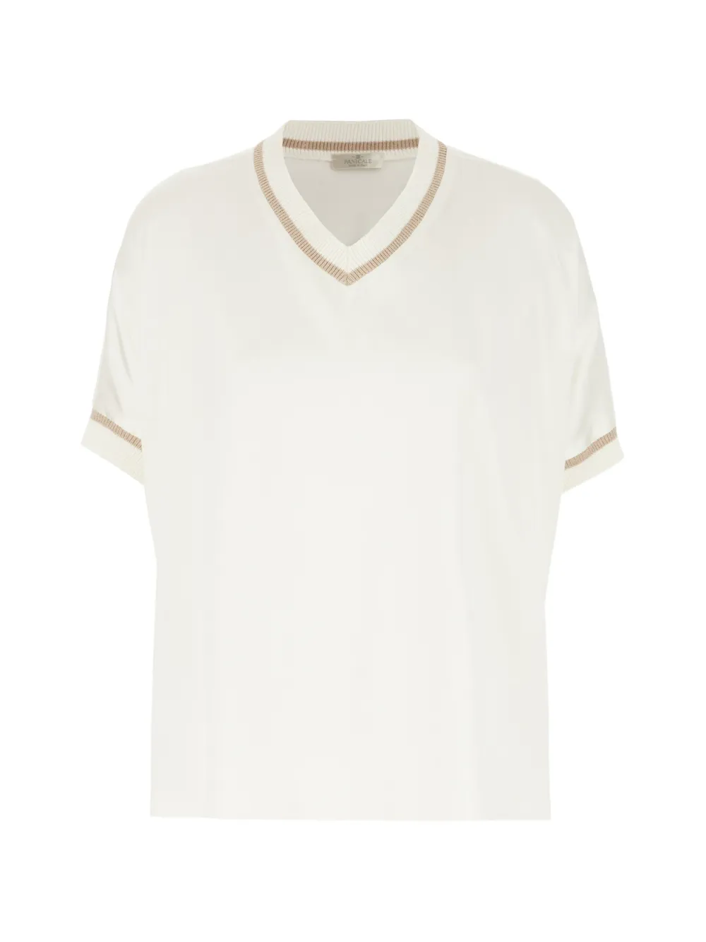 PANICALE ribbed-trim V-neck T-shirt - Bianco