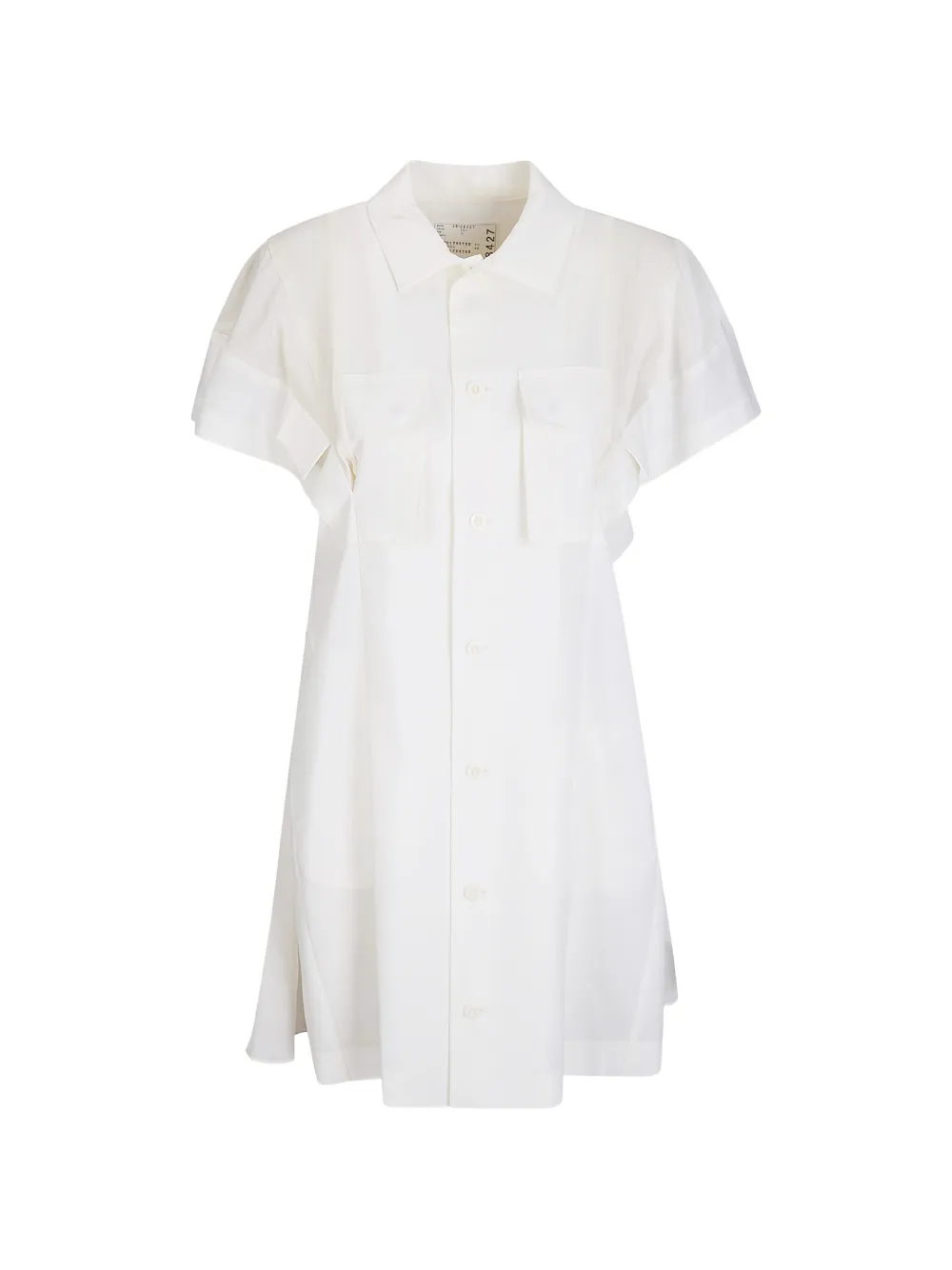 sacai button flap-pocket wool midi dress - Bianco