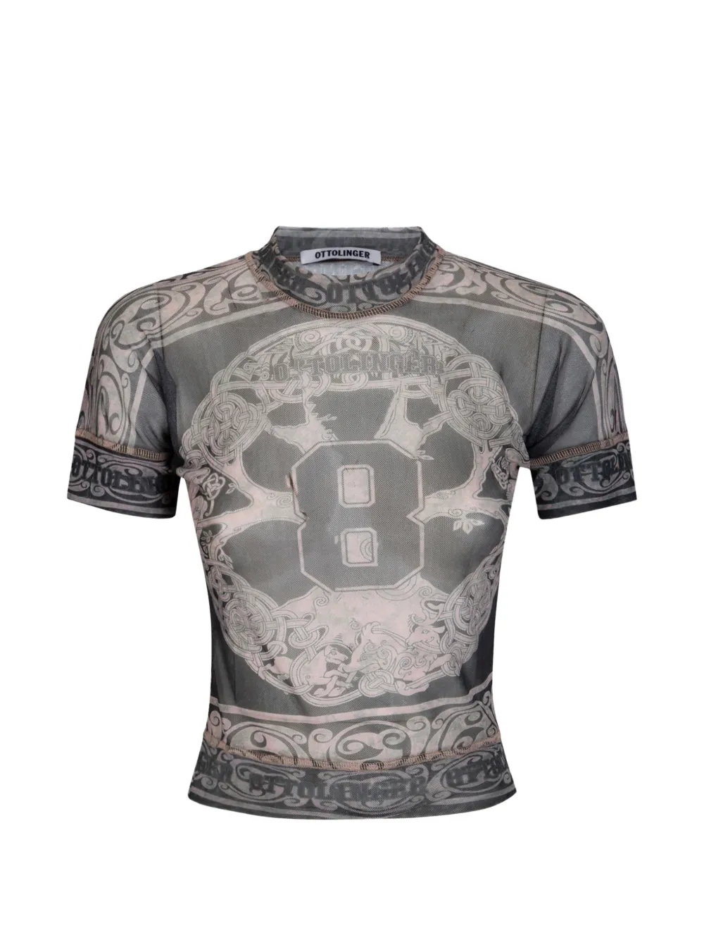 Ottolinger graphic-print mesh T-shirt - Grigio